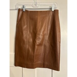 NEW Ralph Lauren 100% Lamb Leather Brown Skirt Women's size 4 $1498.00